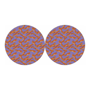 Purple Bacon Pattern Print Car Coasters