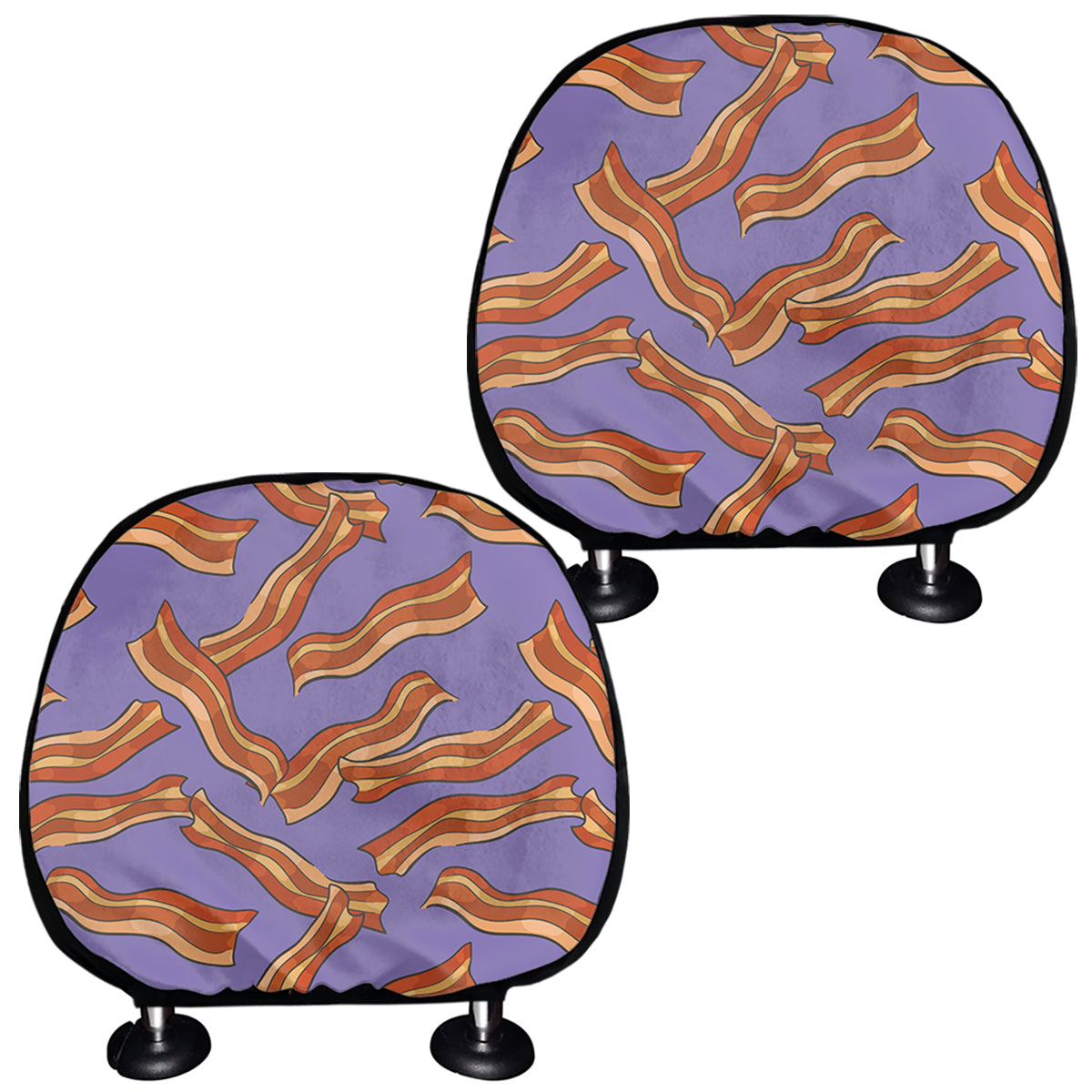 Purple Bacon Pattern Print Car Headrest Covers