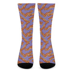 Purple Bacon Pattern Print Crew Socks