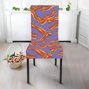 Purple Bacon Pattern Print Dining Chair Slipcover