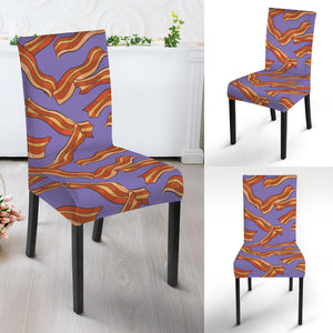 Purple Bacon Pattern Print Dining Chair Slipcover