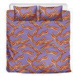 Purple Bacon Pattern Print Duvet Cover Bedding Set