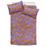 Purple Bacon Pattern Print Duvet Cover Bedding Set