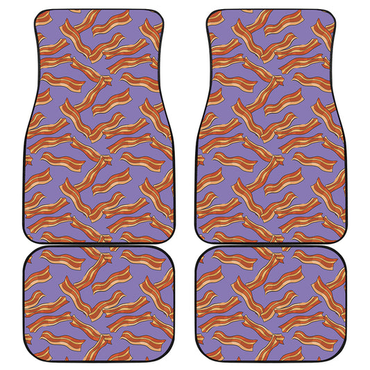 Purple Bacon Pattern Print Front and Back Car Floor Mats