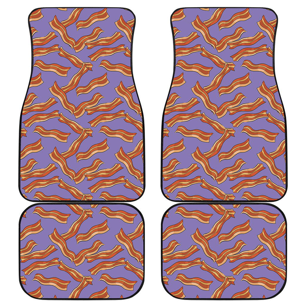 Purple Bacon Pattern Print Front and Back Car Floor Mats