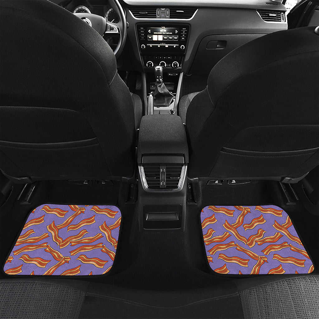Purple Bacon Pattern Print Front and Back Car Floor Mats