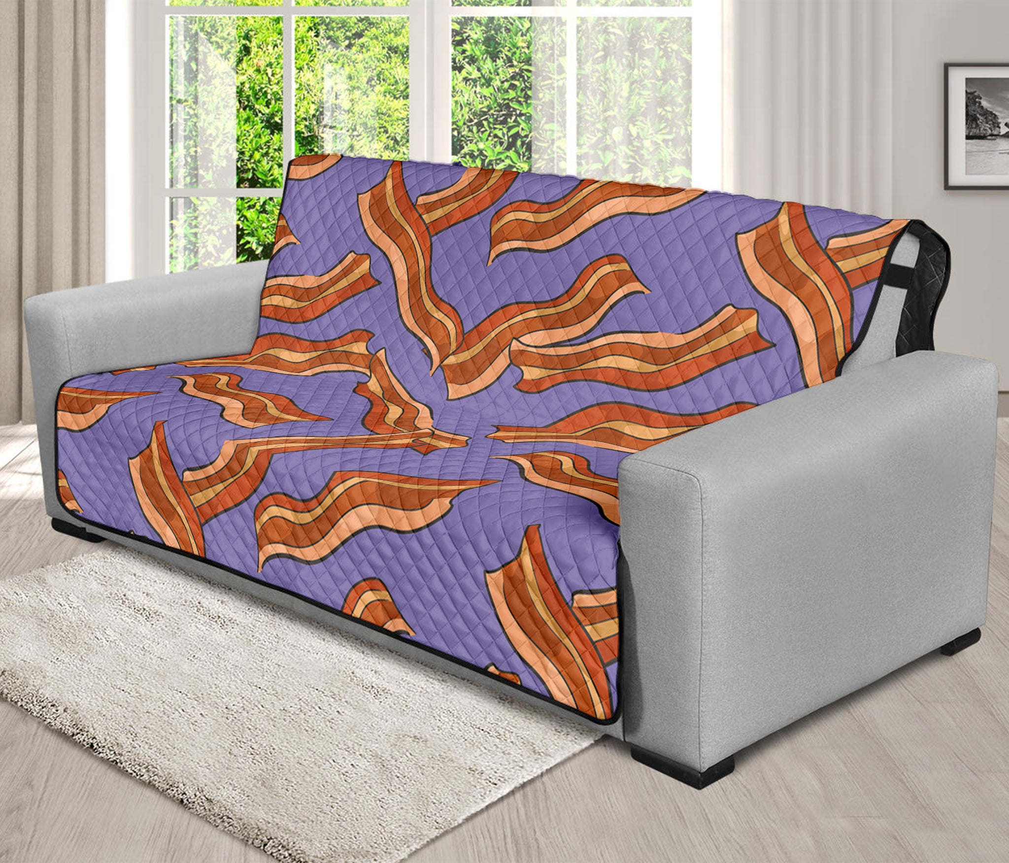 Purple Bacon Pattern Print Futon Protector