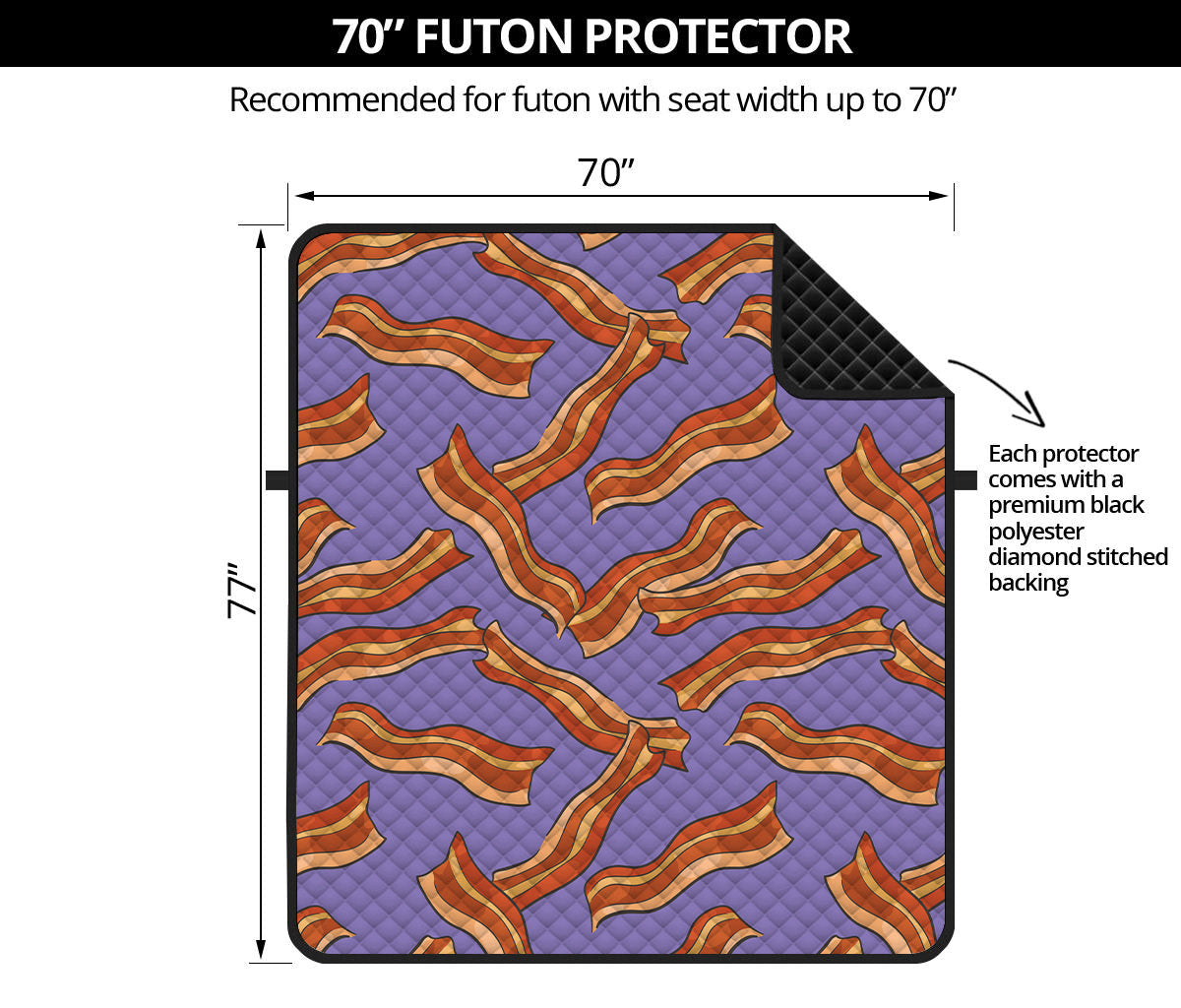 Purple Bacon Pattern Print Futon Protector