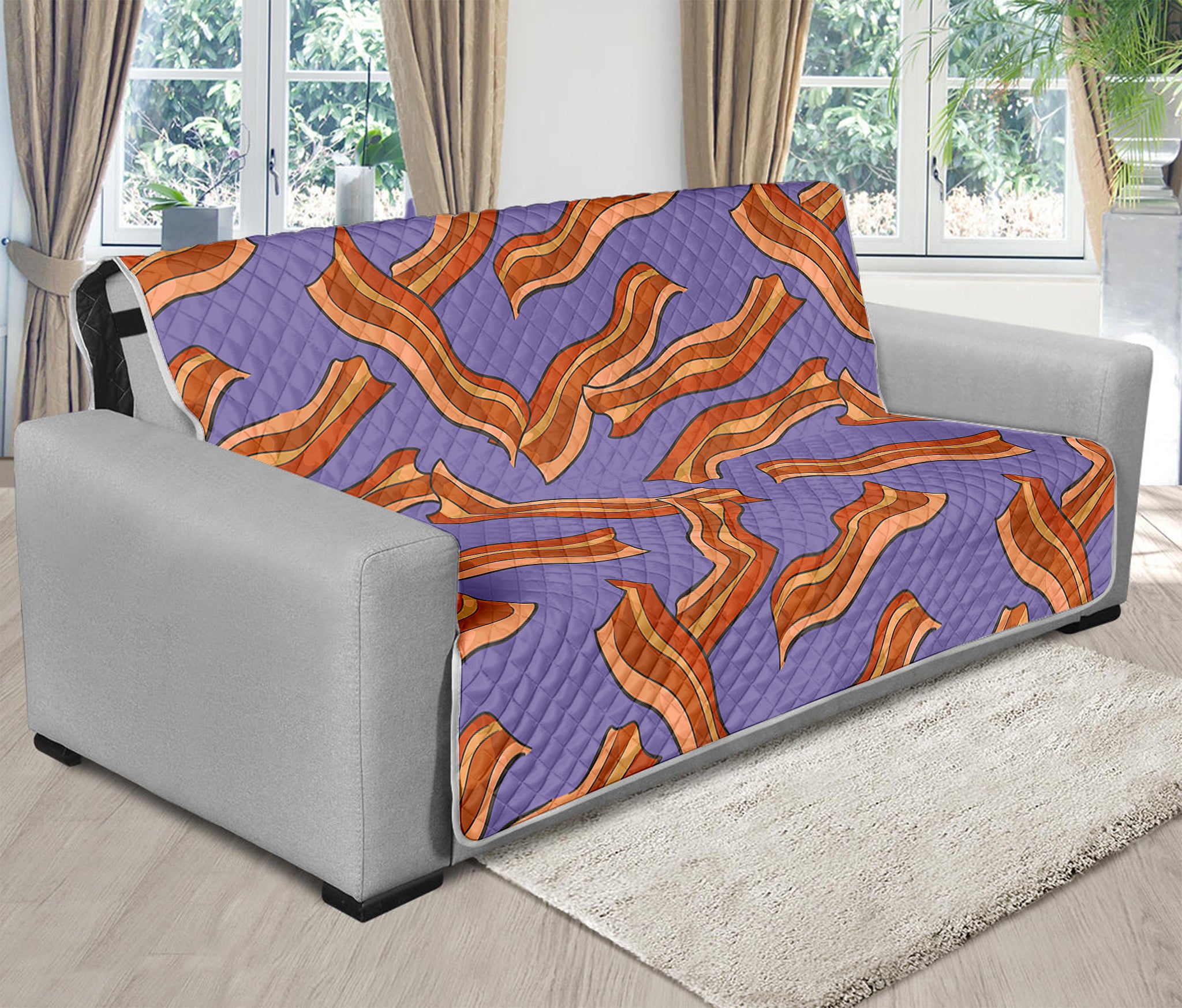 Purple Bacon Pattern Print Futon Protector