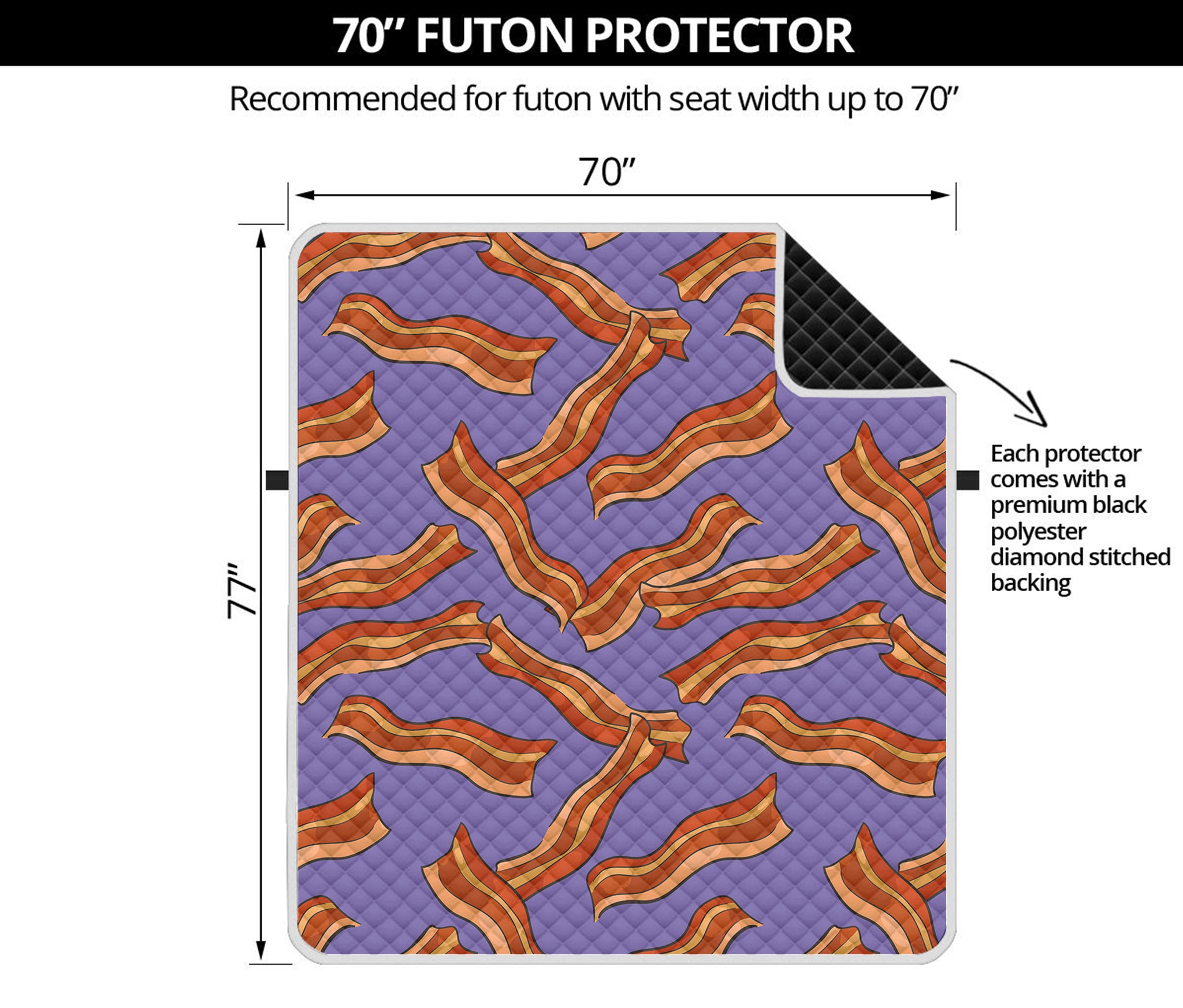 Purple Bacon Pattern Print Futon Protector