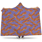 Purple Bacon Pattern Print Hooded Blanket