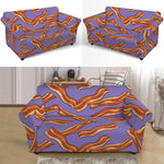 Purple Bacon Pattern Print Loveseat Slipcover