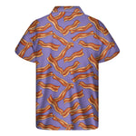Purple Bacon Pattern Print Men's Short Sleeve Shirt