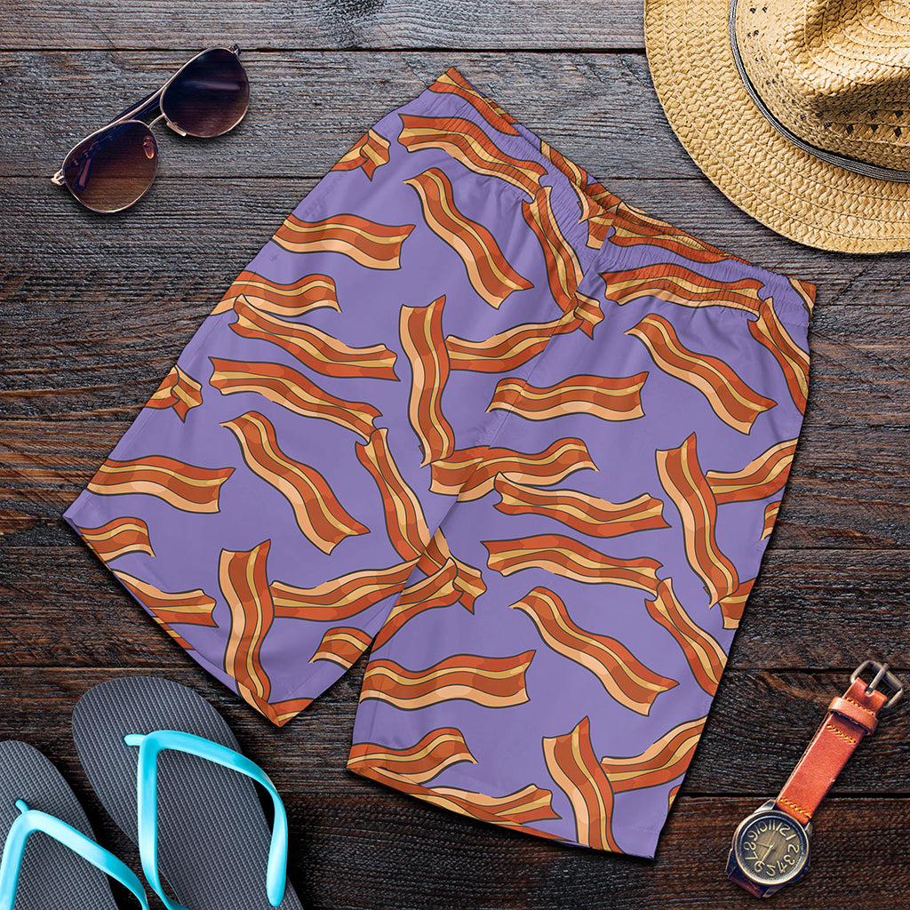 Purple Bacon Pattern Print Men's Shorts
