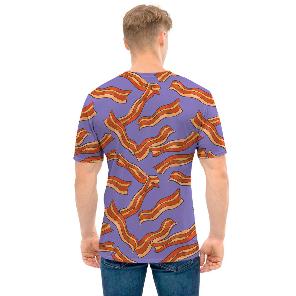 Purple Bacon Pattern Print Men's T-Shirt