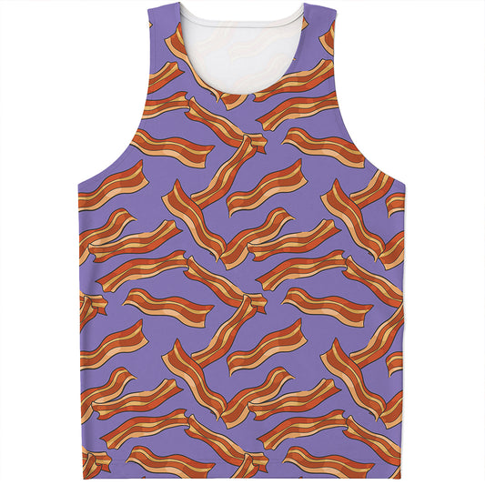 Purple Bacon Pattern Print Men's Tank Top