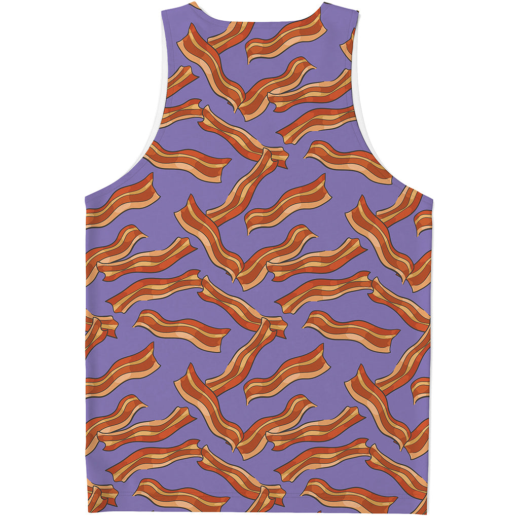 Purple Bacon Pattern Print Men's Tank Top