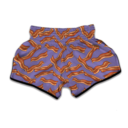 Purple Bacon Pattern Print Muay Thai Boxing Shorts