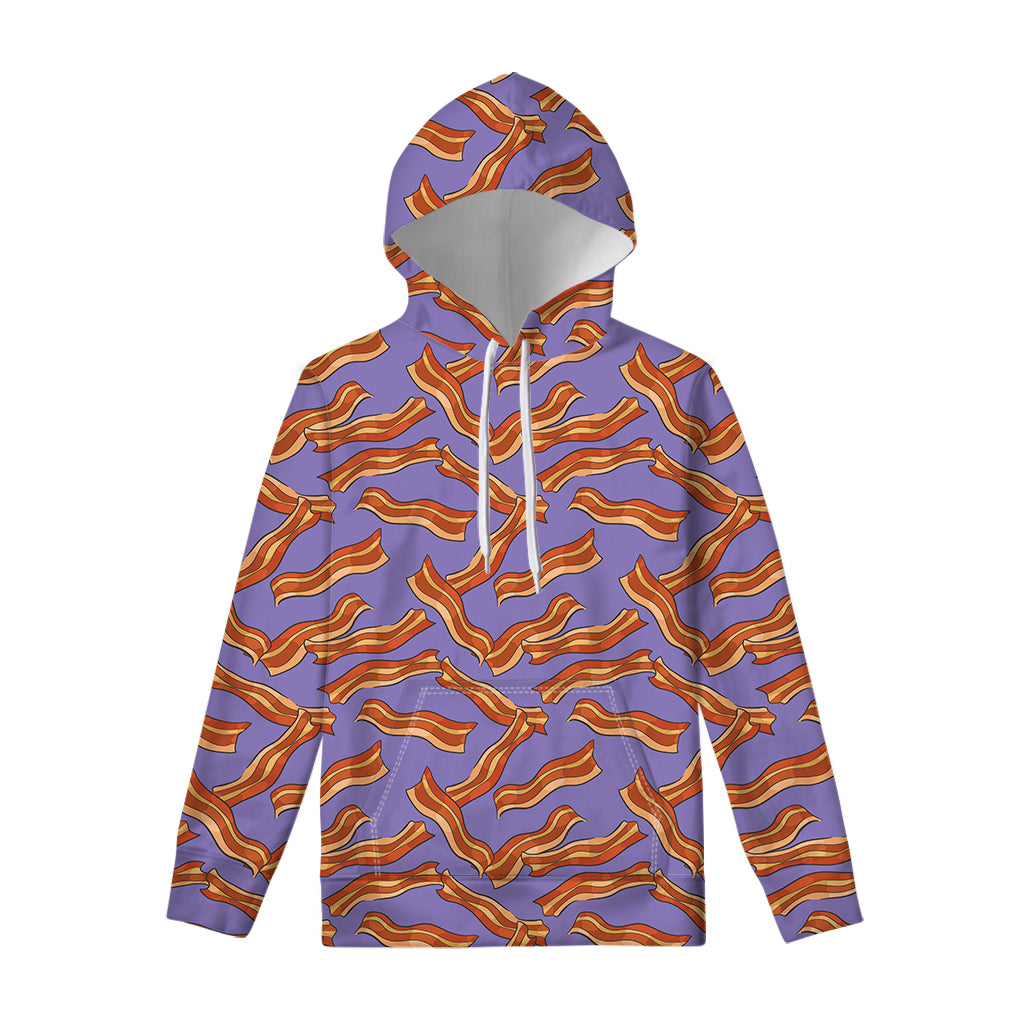 Purple Bacon Pattern Print Pullover Hoodie