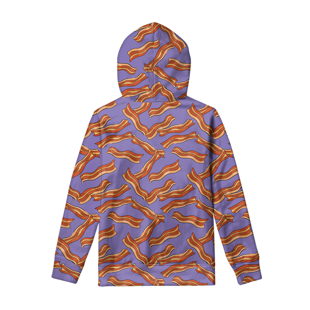 Purple Bacon Pattern Print Pullover Hoodie