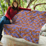 Purple Bacon Pattern Print Quilt