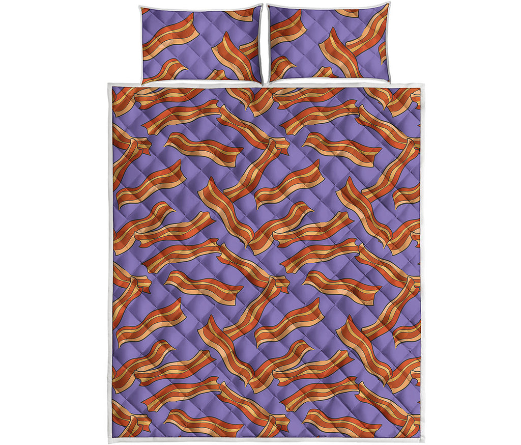 Purple Bacon Pattern Print Quilt Bed Set