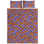 Purple Bacon Pattern Print Quilt Bed Set