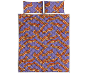 Purple Bacon Pattern Print Quilt Bed Set