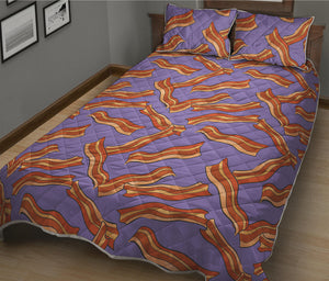 Purple Bacon Pattern Print Quilt Bed Set