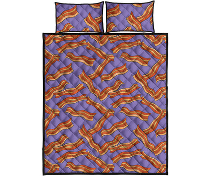 Purple Bacon Pattern Print Quilt Bed Set
