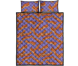 Purple Bacon Pattern Print Quilt Bed Set