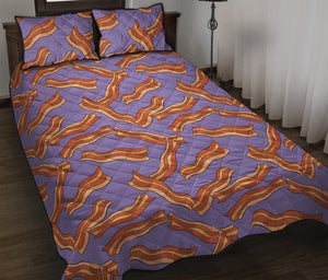 Purple Bacon Pattern Print Quilt Bed Set