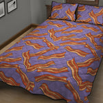 Purple Bacon Pattern Print Quilt Bed Set