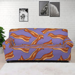 Purple Bacon Pattern Print Sofa Cover