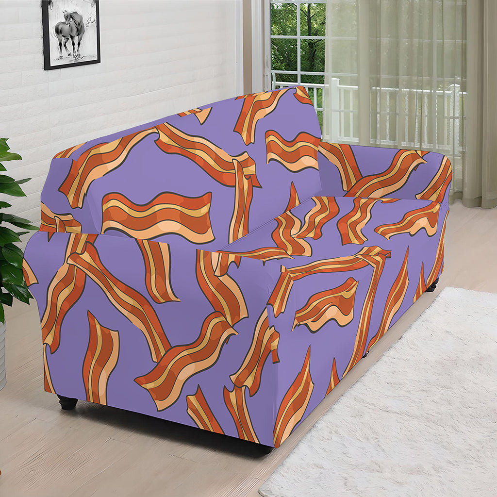 Purple Bacon Pattern Print Sofa Cover