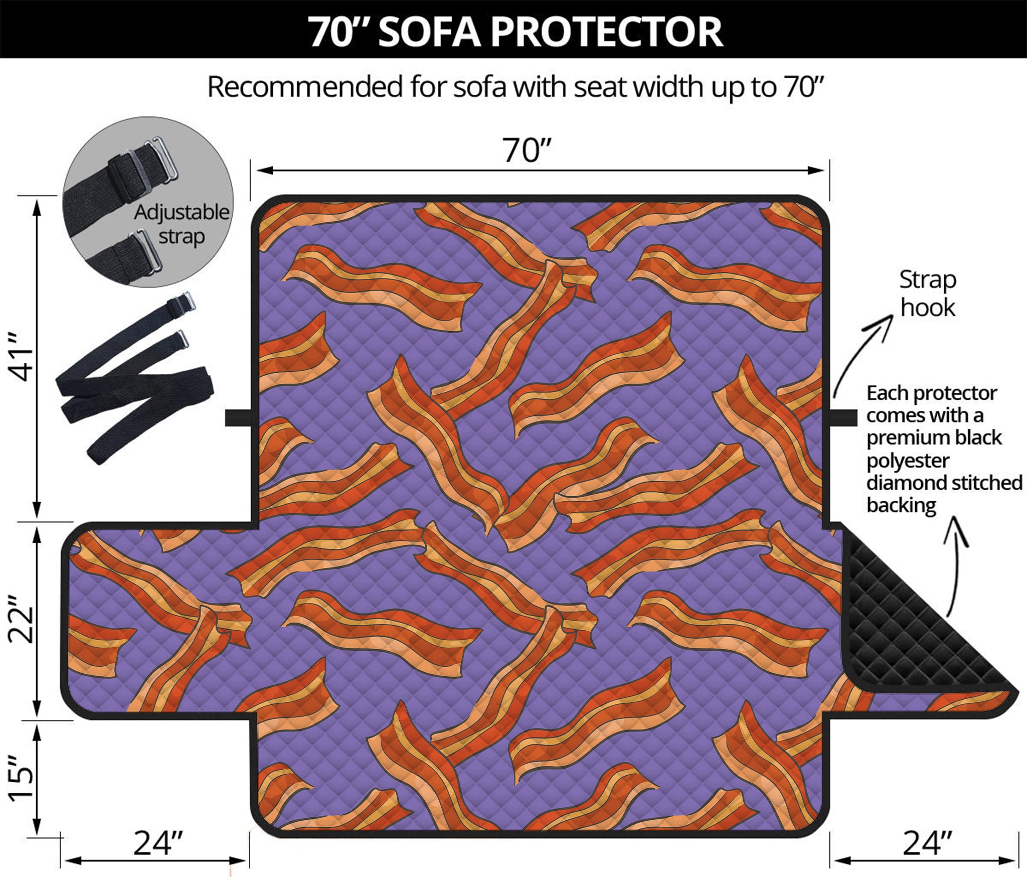 Purple Bacon Pattern Print Sofa Protector