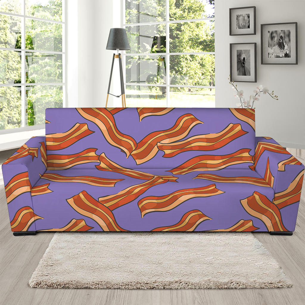 Purple Bacon Pattern Print Sofa Slipcover