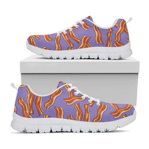 Purple Bacon Pattern Print White Sneakers