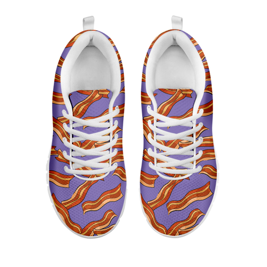 Purple Bacon Pattern Print White Sneakers