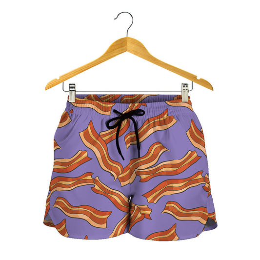 Purple Bacon Pattern Print Women's Shorts