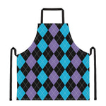 Purple Black And Blue Argyle Print Apron