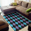 Purple Black And Blue Argyle Print Floor Mat