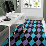 Purple Black And Blue Argyle Print Area Rug