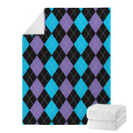 Purple Black And Blue Argyle Print Blanket