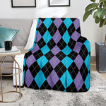 Purple Black And Blue Argyle Print Blanket