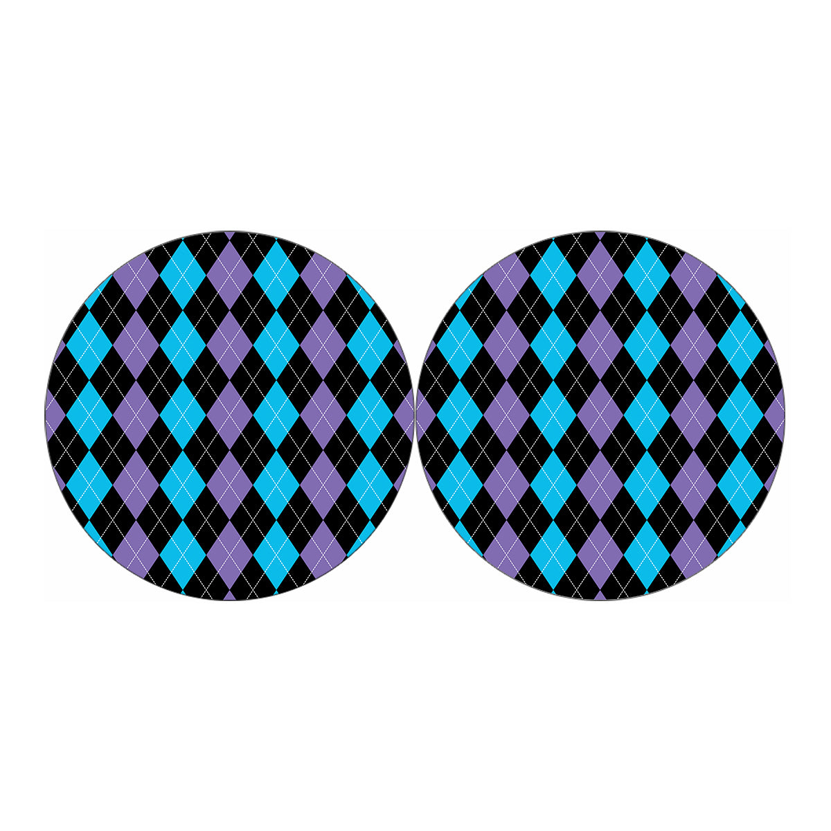 Purple Black And Blue Argyle Print Car Coasters