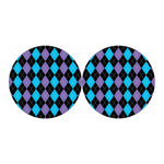 Purple Black And Blue Argyle Print Car Coasters