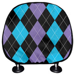 Purple Black And Blue Argyle Print Car Headrest Covers