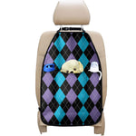Purple Black And Blue Argyle Print Car Seat Organizers