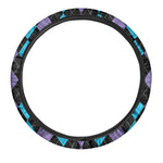 Purple Black And Blue Argyle Print Car Steering Wheel Cover